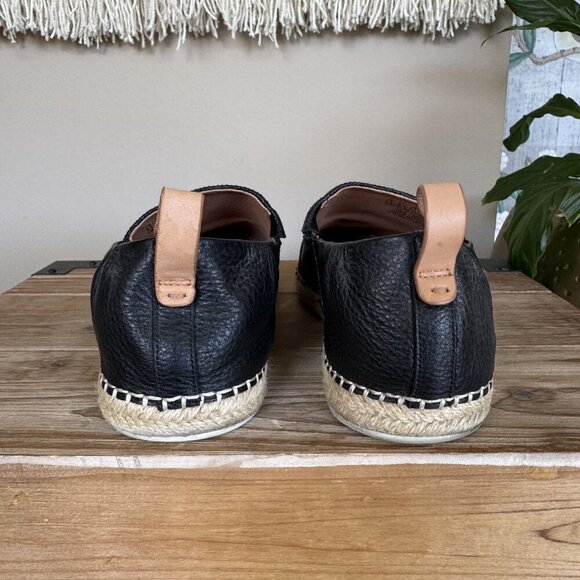 Gentle Souls Lizzy Slip On Black Pebbled Leather Espadrille Loafers Size 8.5 - Picture 12 of 14